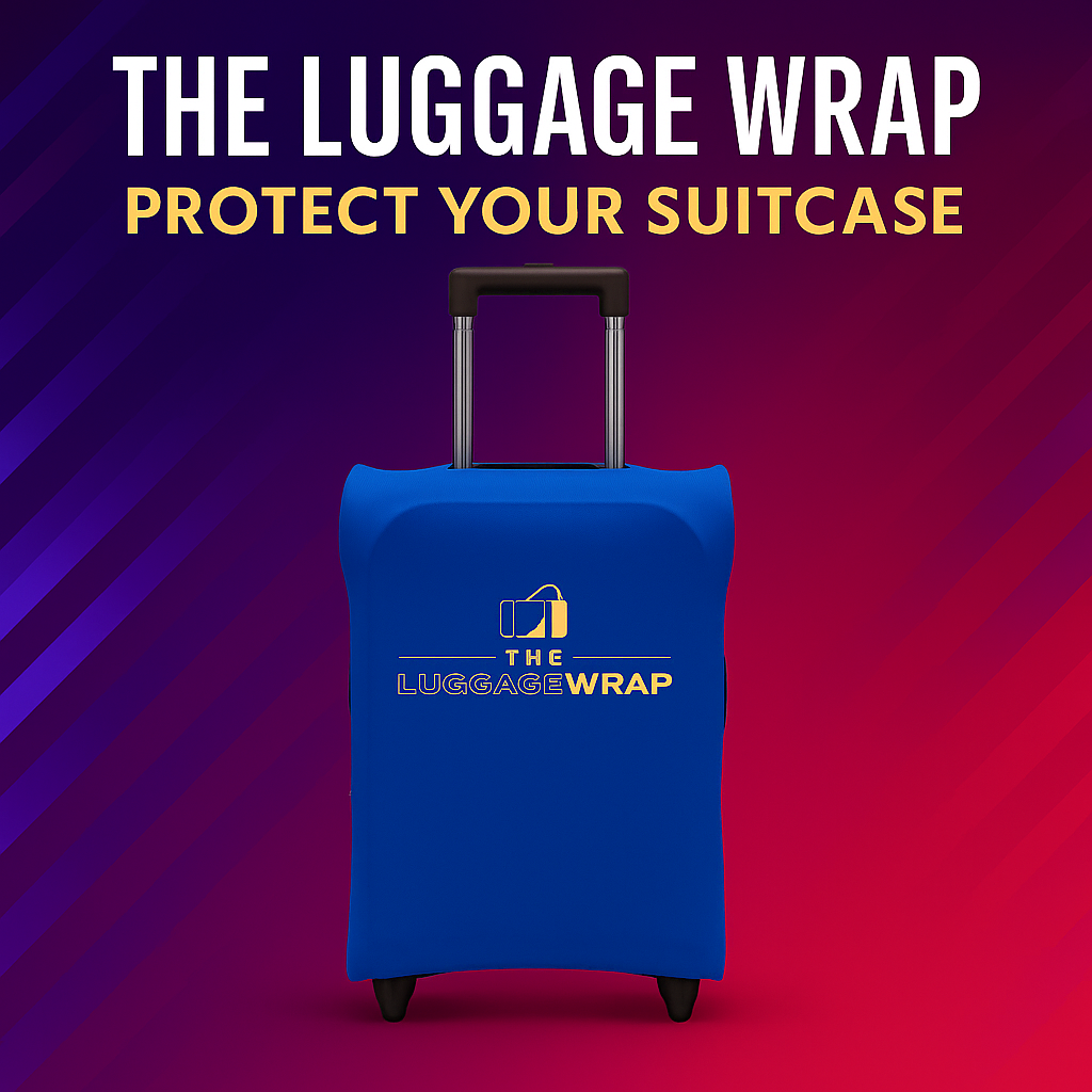 Our Breezy Blue Luggage Wrap - Accommodates Conventional Rolling Luggage