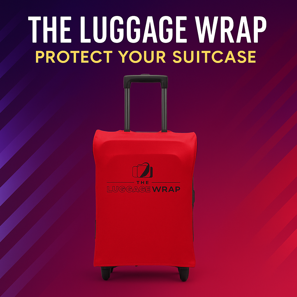 Our Regal Red Luggage Wrap - Accommodates Conventional Rolling Luggage