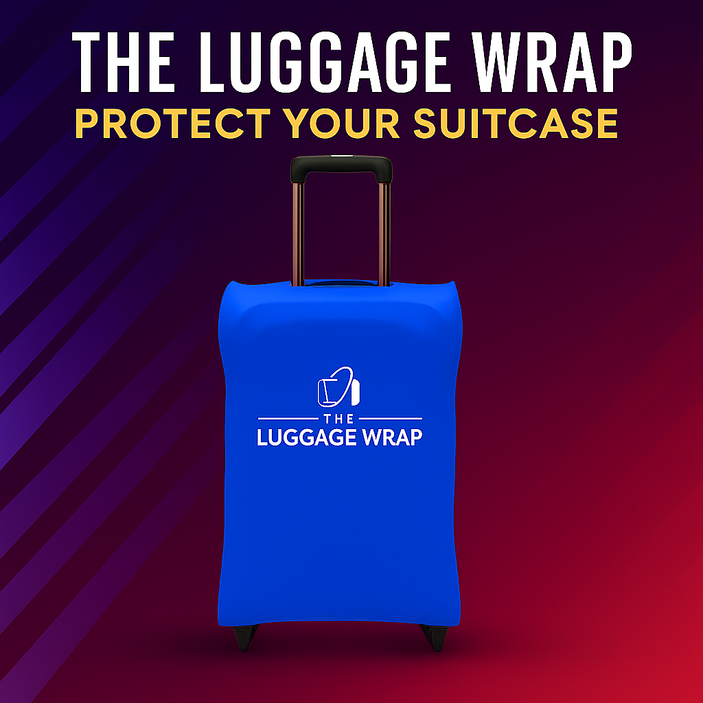 Our Breezy Blue Luggage Wrap - Accommodates Conventional Rolling Luggage