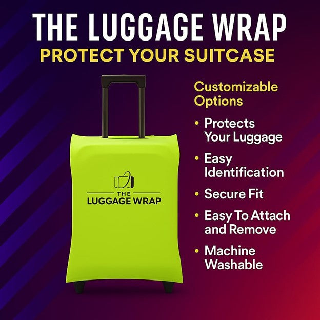 Durable, Lemony Lime Green Water-Resistant Luggage Cover for Standard Rolling Suitcase, Secure & Sturdy Fastener, Protects Against Dirt & Damage - Perfect Carry On Cover for Frequent Travelers