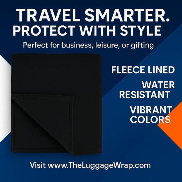 Durable Classic Black Water-Resistant Luggage Cover for Standard Rolling Suitcase, Secure & Sturdy Fastener, Protects Against Dirt & Damage - Carry On Suitcase Cover for Frequent Travelers