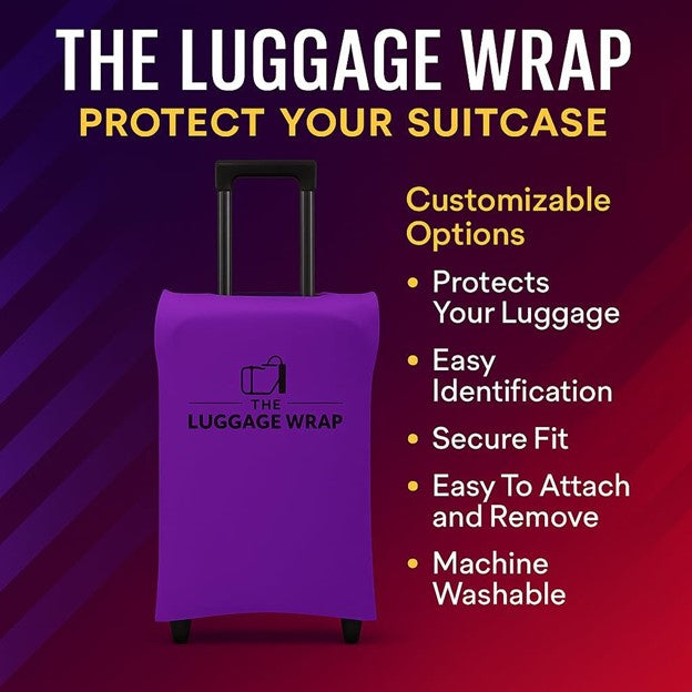 Durable, Purposeful Purple Water-Resistant Luggage Cover for Standard Rolling Suitcase, Secure & Sturdy Fastener, Protects Against Dirt & Damage - Perfect Suitcase Covers for Frequent Travelers