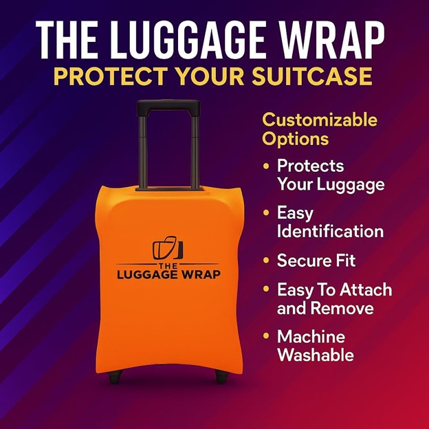 Durable, Opulent Orange Water-Resistant Luggage Cover for Standard Rolling Suitcase, Secure & Sturdy Fastener, Protects Against Dirt & Damage - Perfect Suitcase Covers for Frequent Travelers