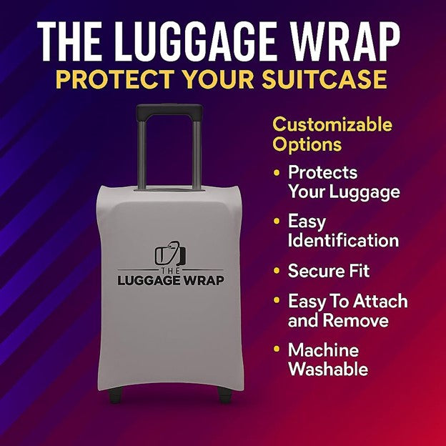 Durable, Graceful Gray Water-Resistant Luggage Cover for Standard Rolling Suitcase, Secure & Sturdy Fastener, Protects Against Dirt & Damage - Perfect Suitcase Covers for Frequent Travelers