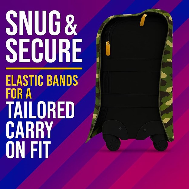 Durable Confident Camouflage Water-Resistant Luggage Cover for Standard Rolling Suitcase, Secure & Sturdy Fastener, Protects Against Dirt & Damage - Perfect Suitcase Cover for Frequent Travelers