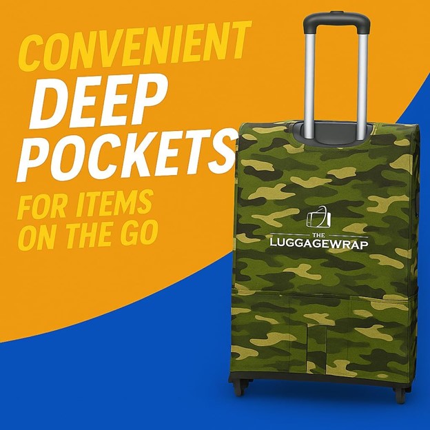 Durable Confident Camouflage Water-Resistant Luggage Cover for Standard Rolling Suitcase, Secure & Sturdy Fastener, Protects Against Dirt & Damage - Perfect Suitcase Cover for Frequent Travelers