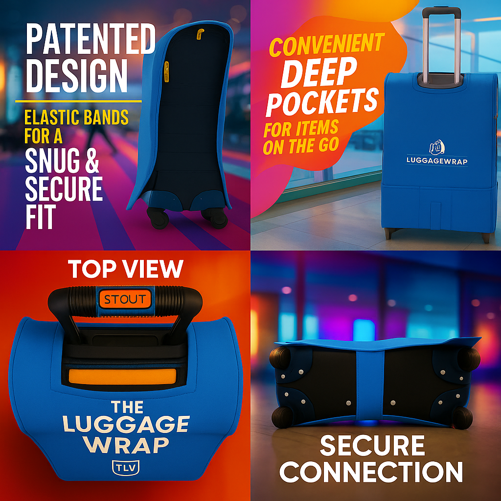 Our Breezy Blue Luggage Wrap - Accommodates Conventional Rolling Luggage