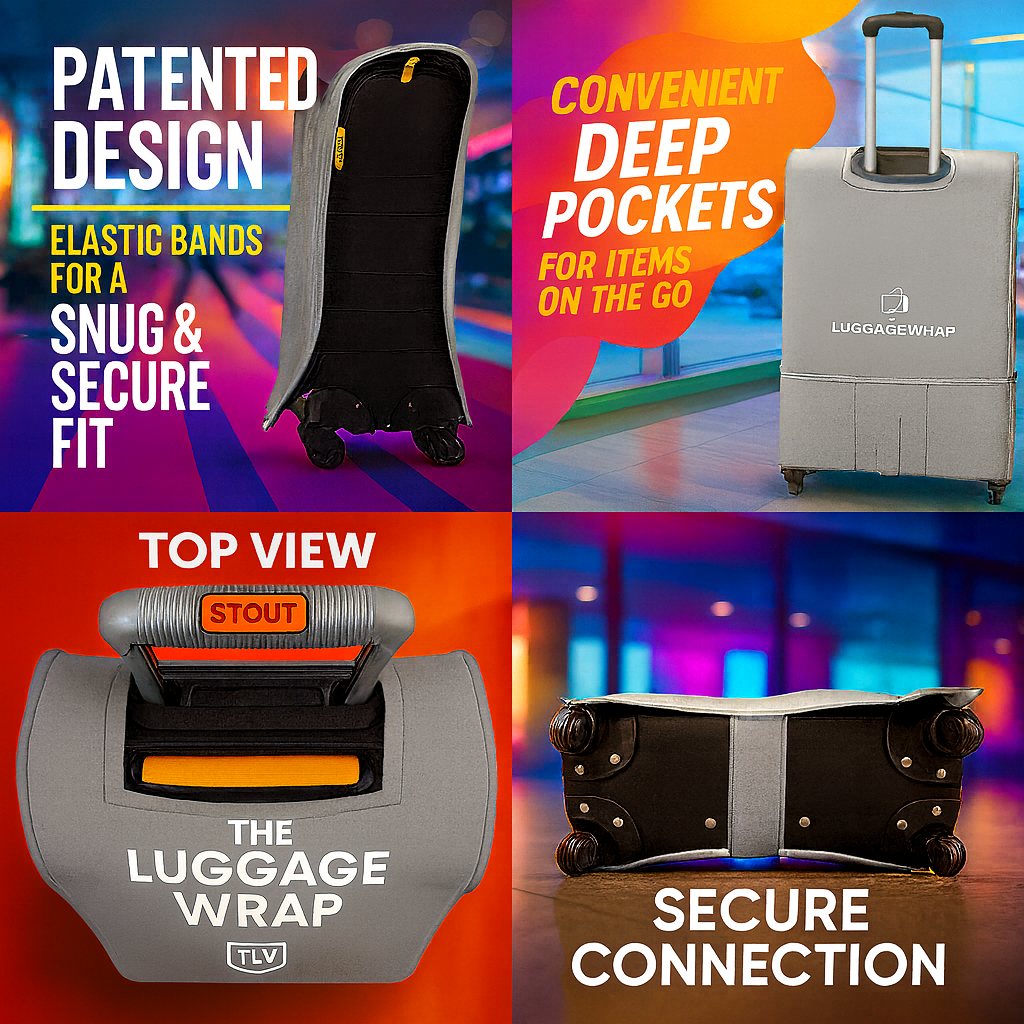 Our Graceful Gray Luggage Wrap - Accommodates Conventional Rolling Luggage