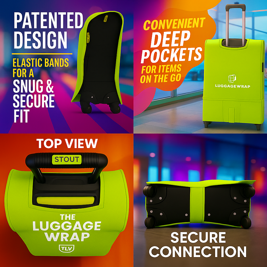 Our Lemony Lime Green Luggage Wrap - Accommodates Conventional Rolling Luggage