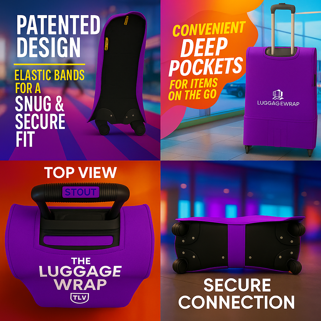 Our Purposeful Purple Luggage Wrap - Accommodates Conventional Rolling Luggage