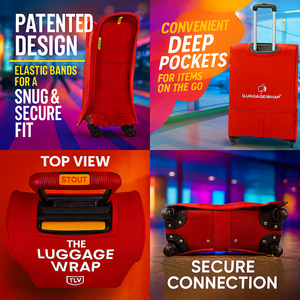 Our Regal Red Luggage Wrap - Accommodates Conventional Rolling Luggage
