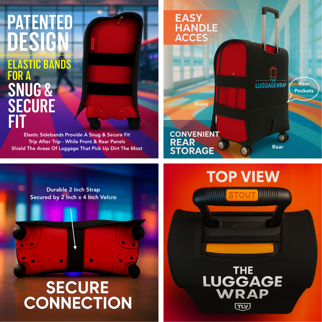 Durable Classic Black Water-Resistant Luggage Cover for Standard Rolling Suitcase, Secure & Sturdy Fastener, Protects Against Dirt & Damage - Carry On Suitcase Cover for Frequent Travelers