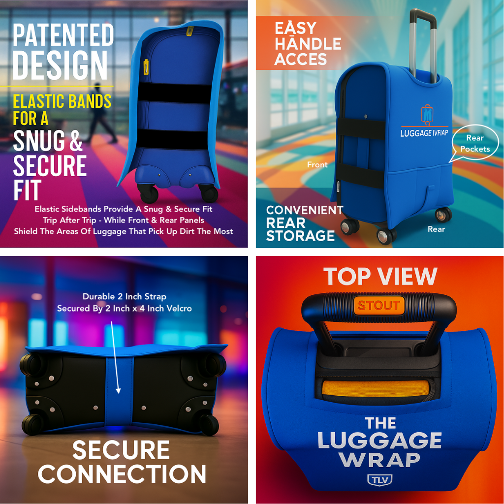Our Breezy Blue Luggage Wrap - Accommodates Conventional Rolling Luggage