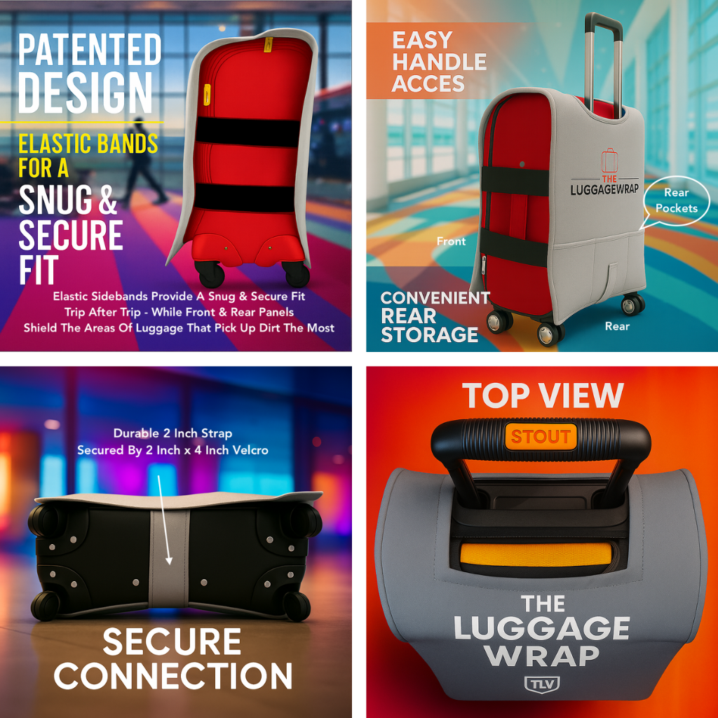 Our Graceful Gray Luggage Wrap - Accommodates Conventional Rolling Luggage