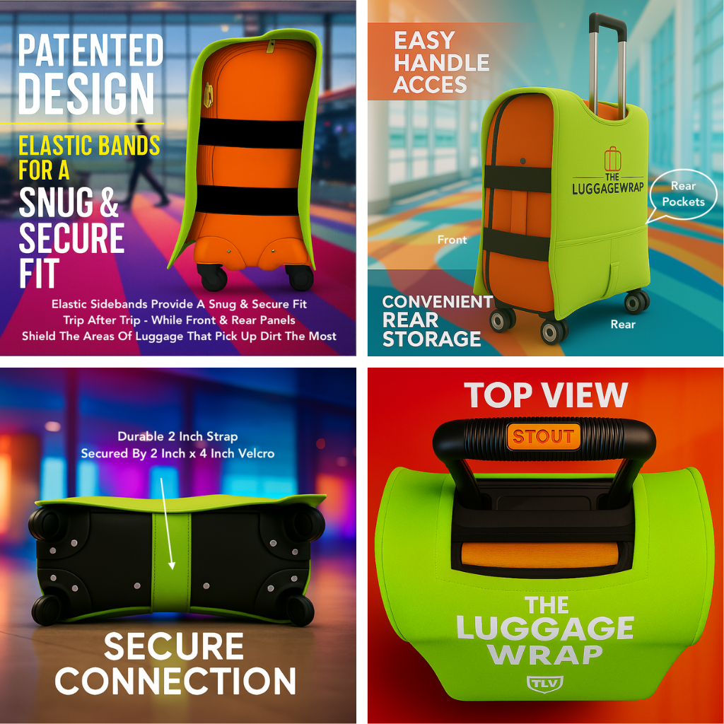 Our Lemony Lime Green Luggage Wrap - Accommodates Conventional Rolling Luggage