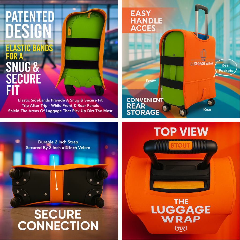Durable, Opulent Orange Water-Resistant Luggage Cover for Standard Rolling Suitcase, Secure & Sturdy Fastener, Protects Against Dirt & Damage - Perfect Suitcase Covers for Frequent Travelers
