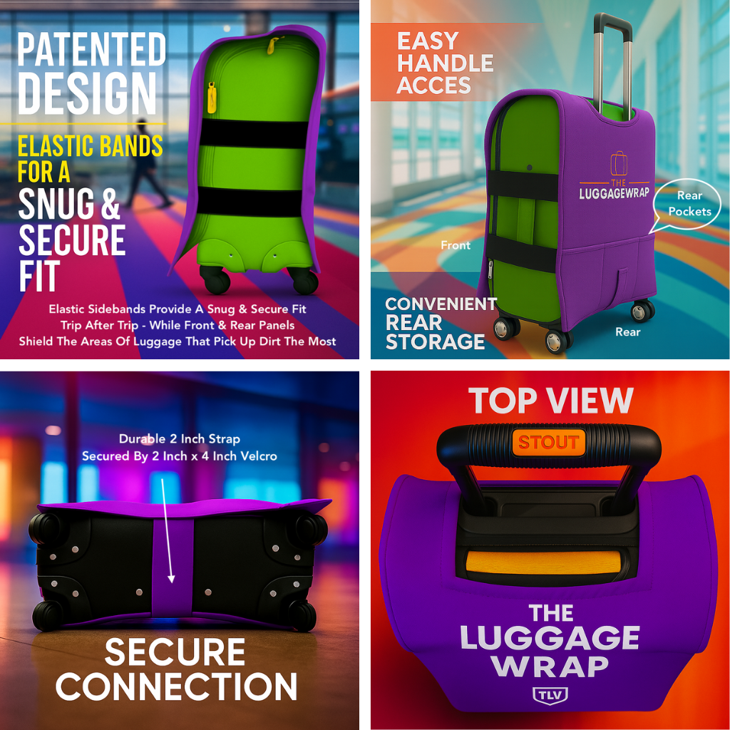 Our Purposeful Purple Luggage Wrap - Accommodates Conventional Rolling Luggage