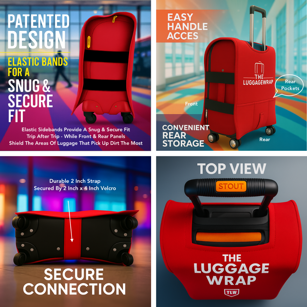 Durable, Regal Red Water-Resistant Luggage Cover for Standard Rolling Suitcase, Secure & Sturdy Fastener, Protects Against Dirt & Damage - Perfect Carry On Cover for Frequent Travelers