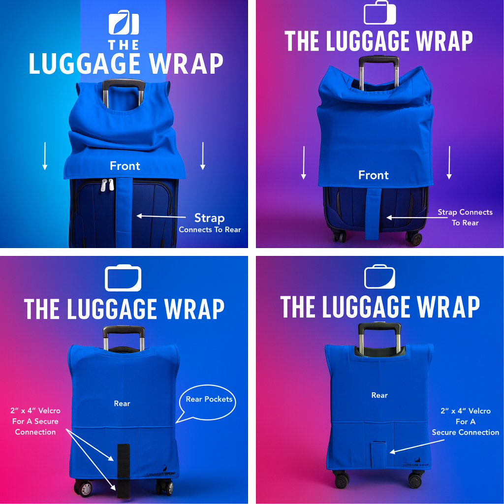 Durable Breezy Blue Water-Resistant Luggage Cover for Standard Rolling Suitcase, Secure & Sturdy Fastener, Protects Against Dirt & Damage - Perfect Suitcase Covers for Frequent Travelers