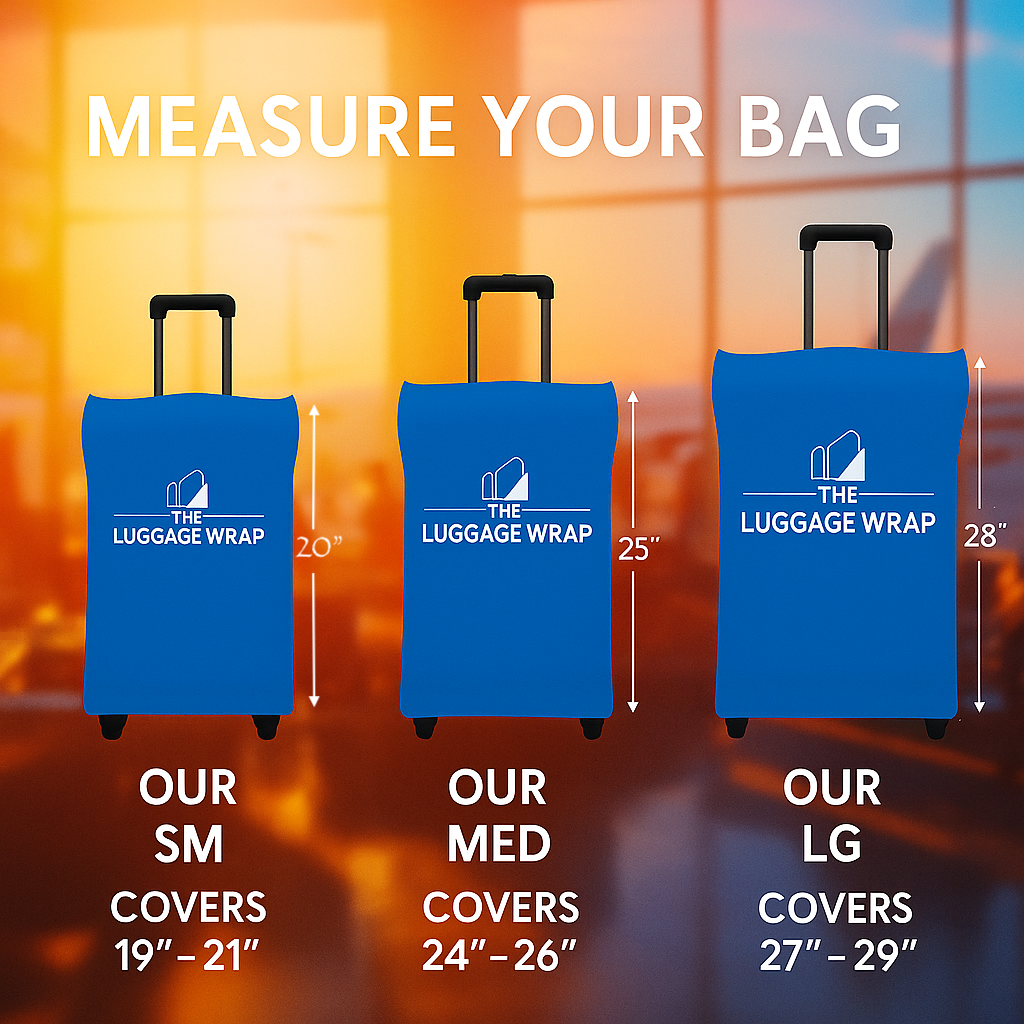 Our Breezy Blue Luggage Wrap - Accommodates Conventional Rolling Luggage