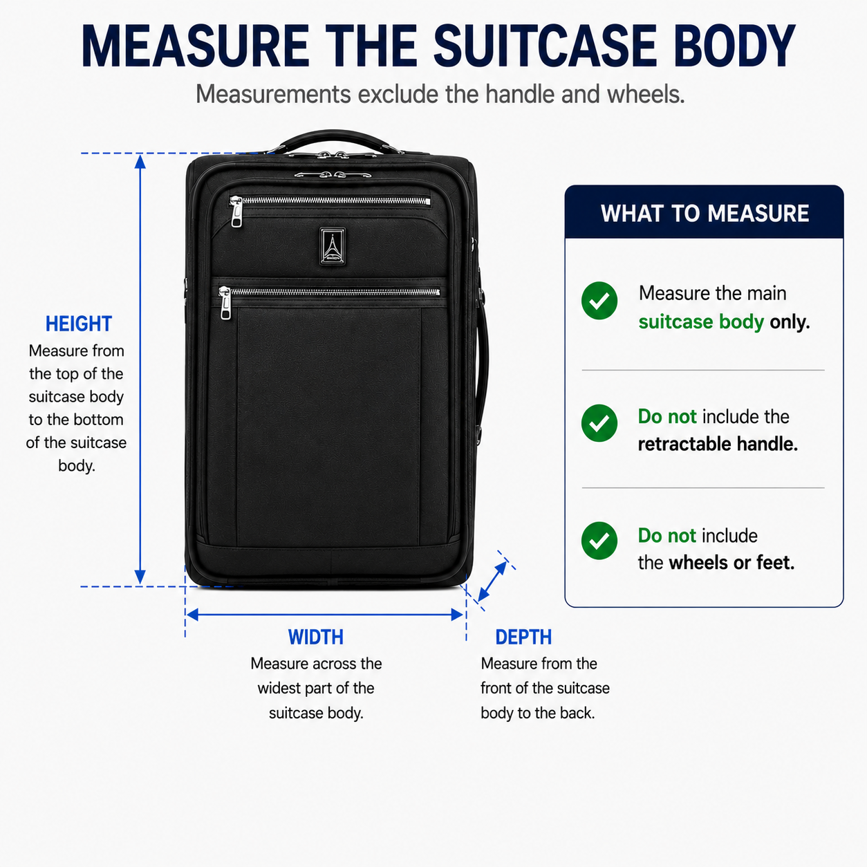 Comment mesurer une valise à roulettes pour The Luggage Wrap