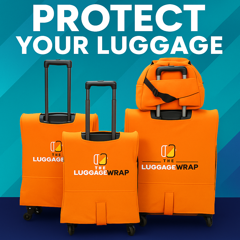 Our Opulent Orange Luggage Wrap - Accommodates Conventional Rolling Luggage