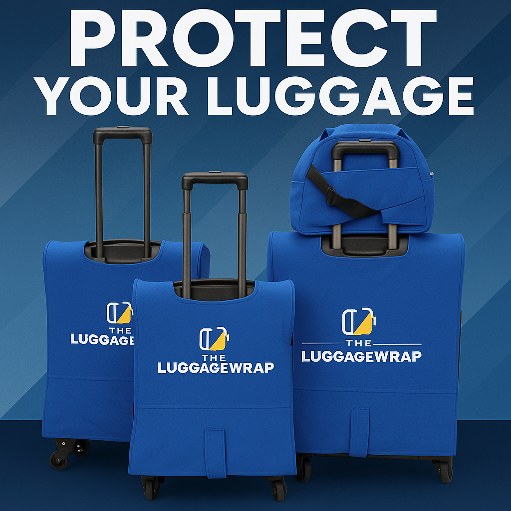 Our Breezy Blue Luggage Wrap - Accommodates Conventional Rolling Luggage