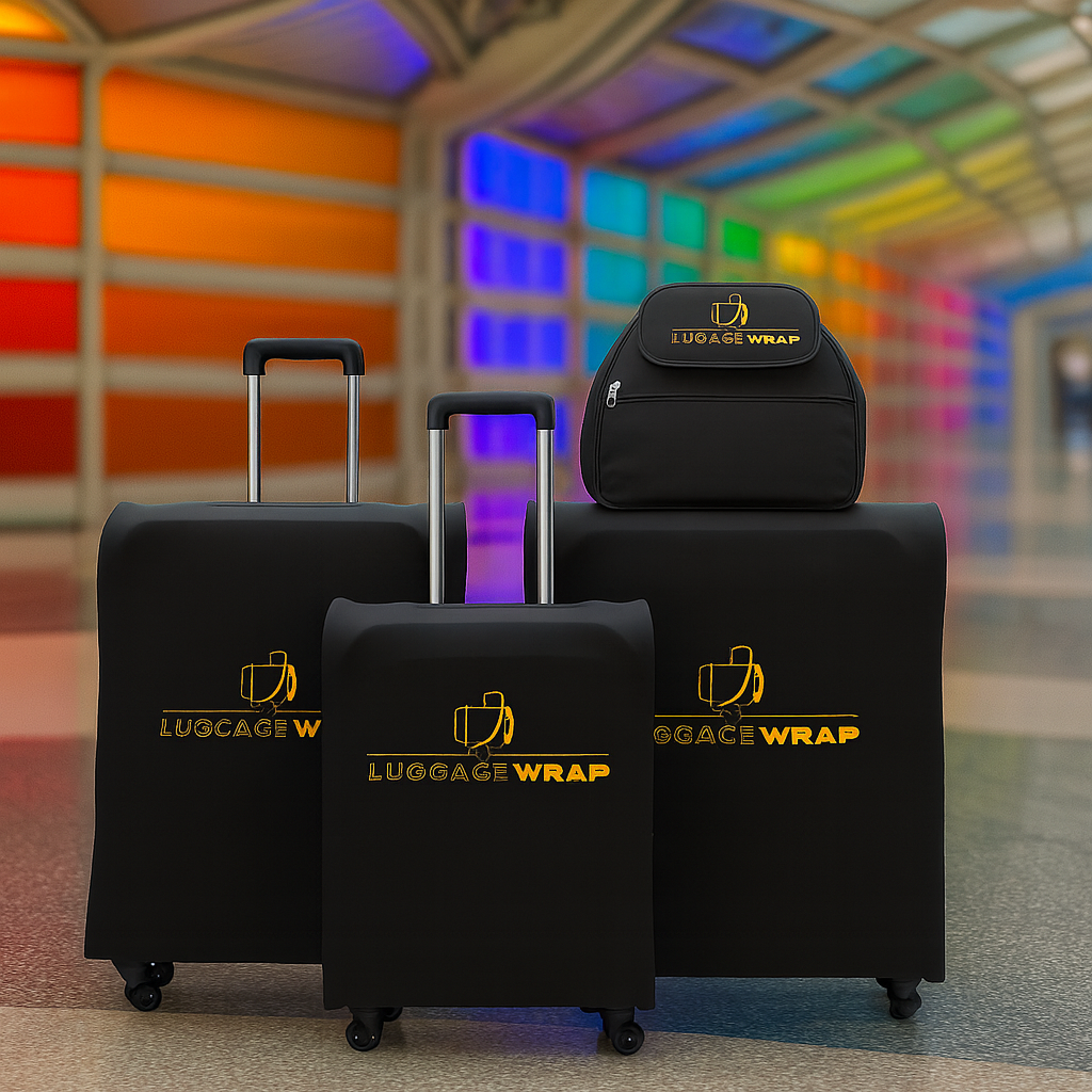 Our Classic Black Luggage Wrap - Accommodates Conventional Rolling Luggage