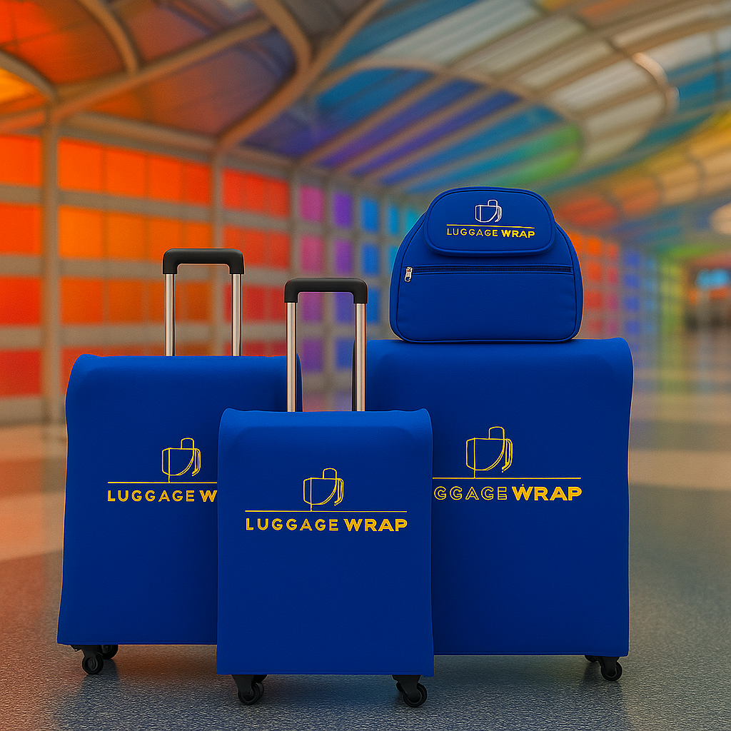 Our Breezy Blue Luggage Wrap - Accommodates Conventional Rolling Luggage
