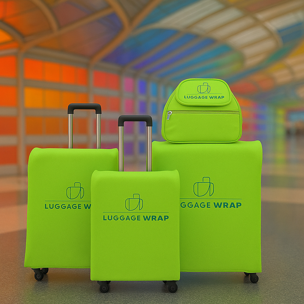 Our Lemony Lime Green Luggage Wrap - Accommodates Conventional Rolling Luggage