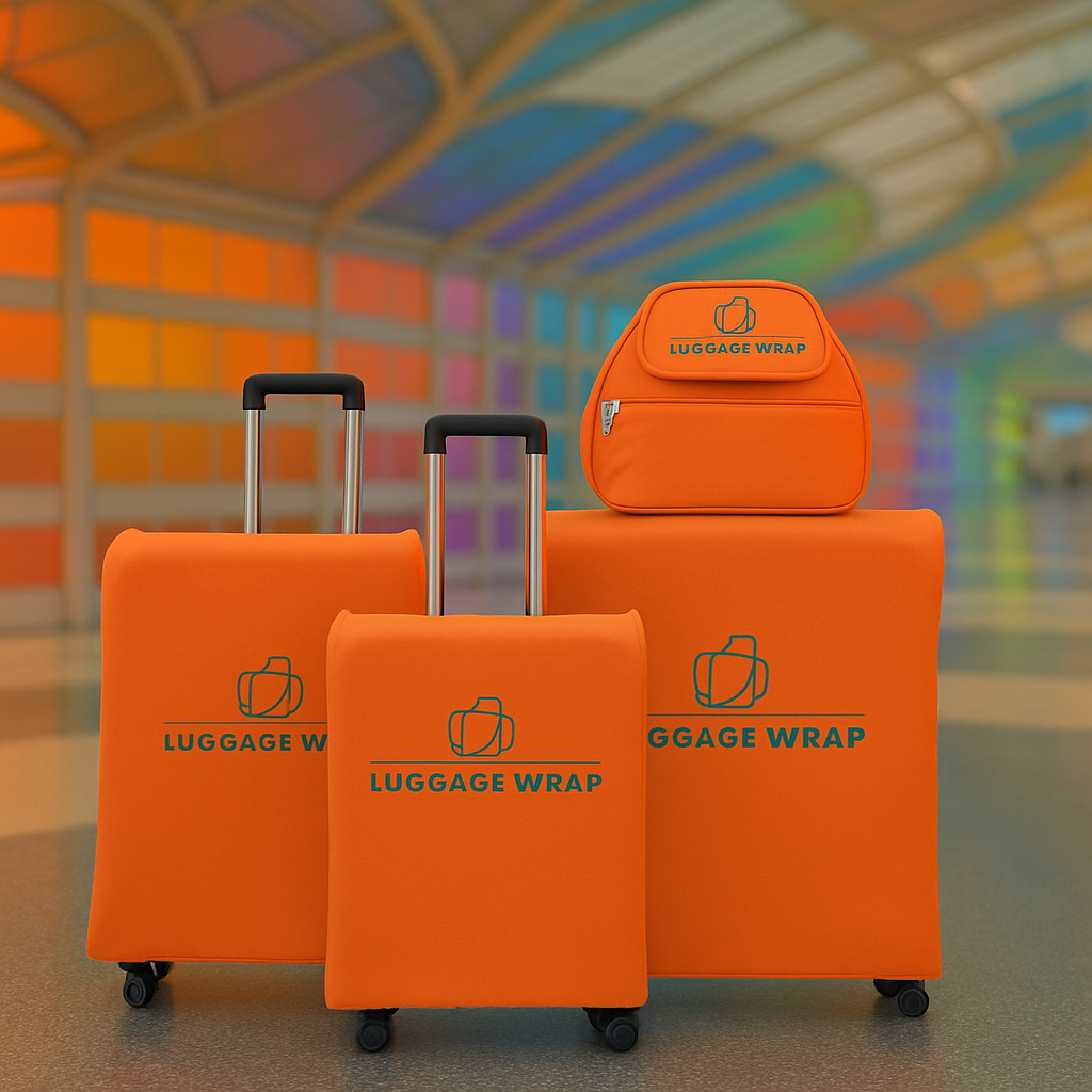Our Opulent Orange Luggage Wrap - Accommodates Conventional Rolling Luggage