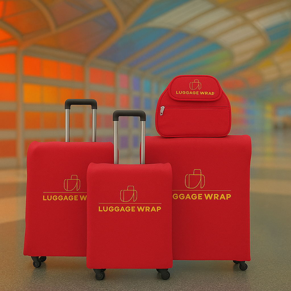 Our Regal Red Luggage Wrap - Accommodates Conventional Rolling Luggage