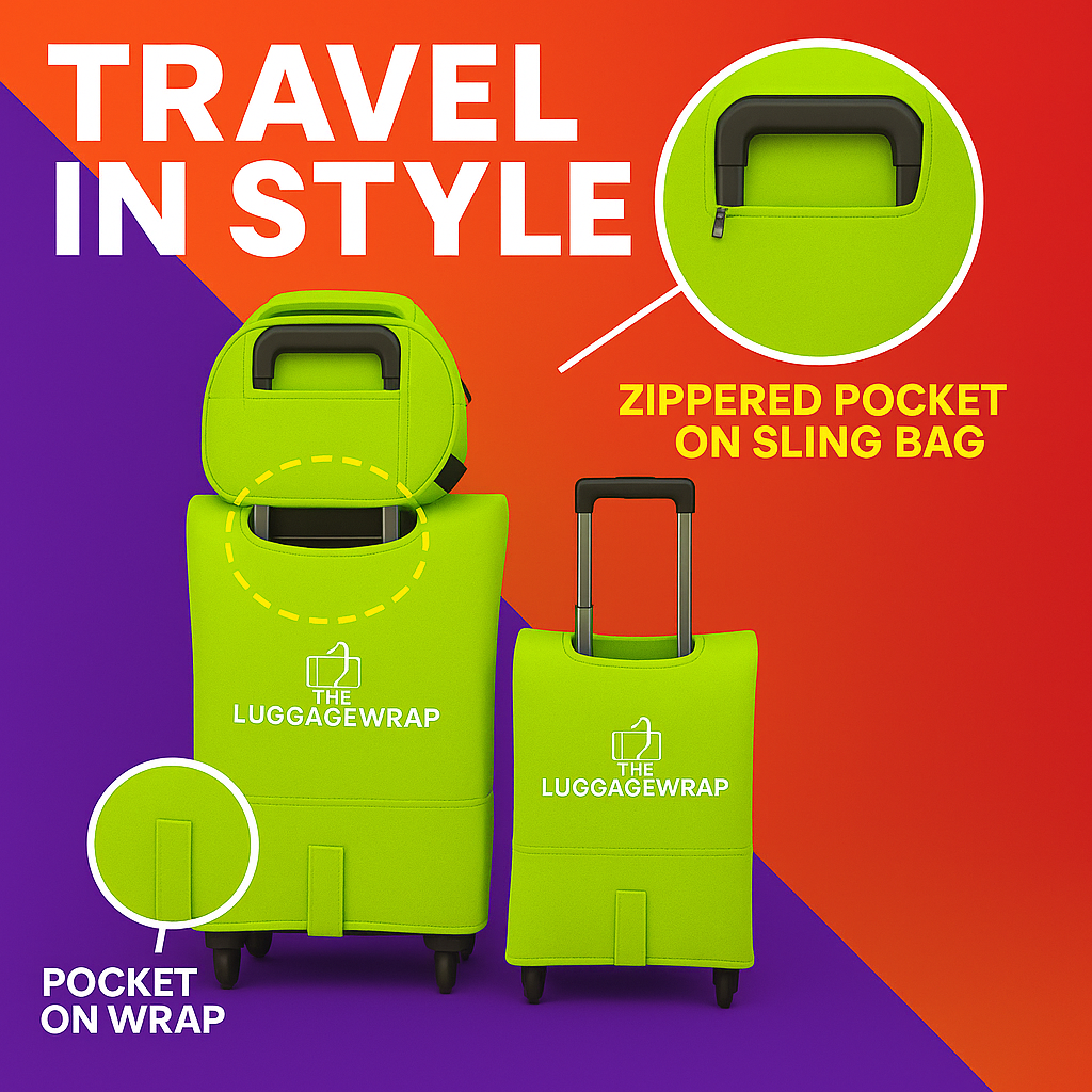 Our Lemony Lime Green Luggage Wrap - Accommodates Conventional Rolling Luggage