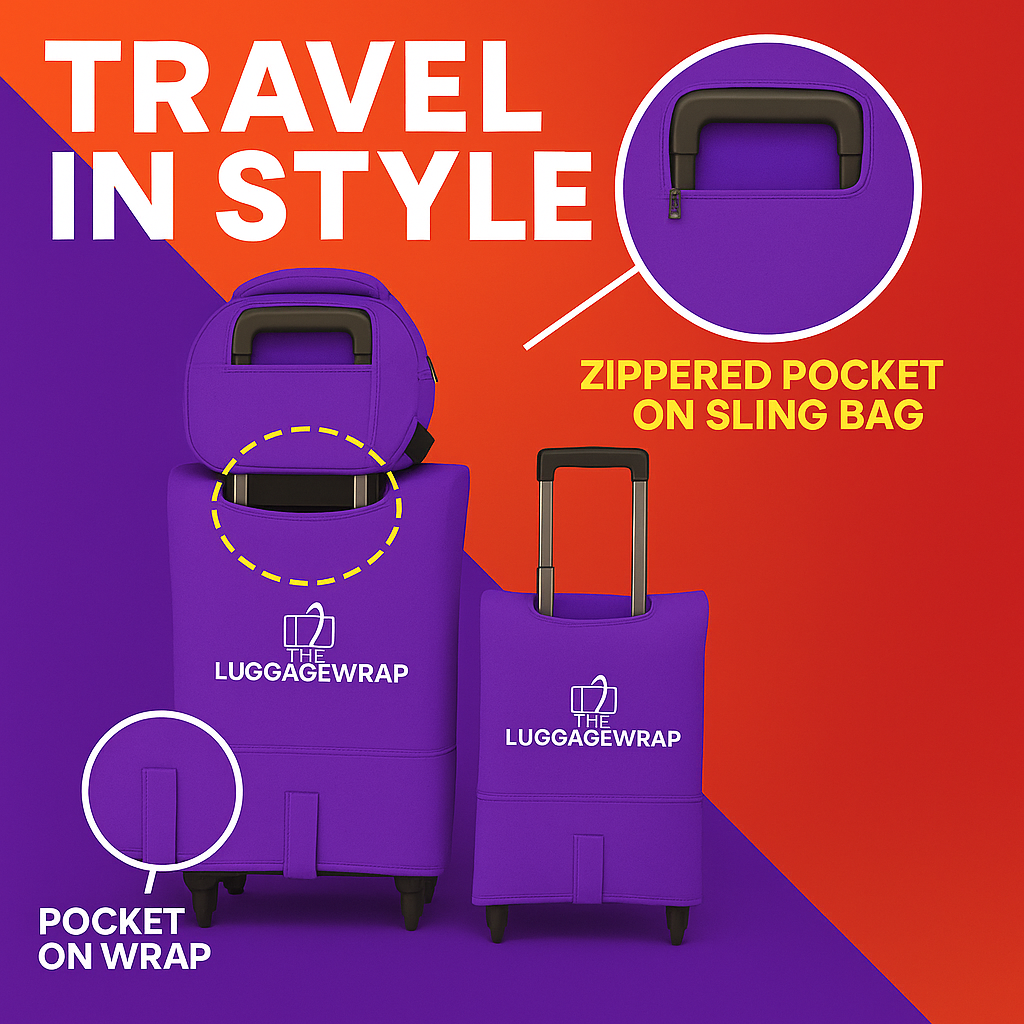 Our Purposeful Purple Luggage Wrap - Accommodates Conventional Rolling Luggage
