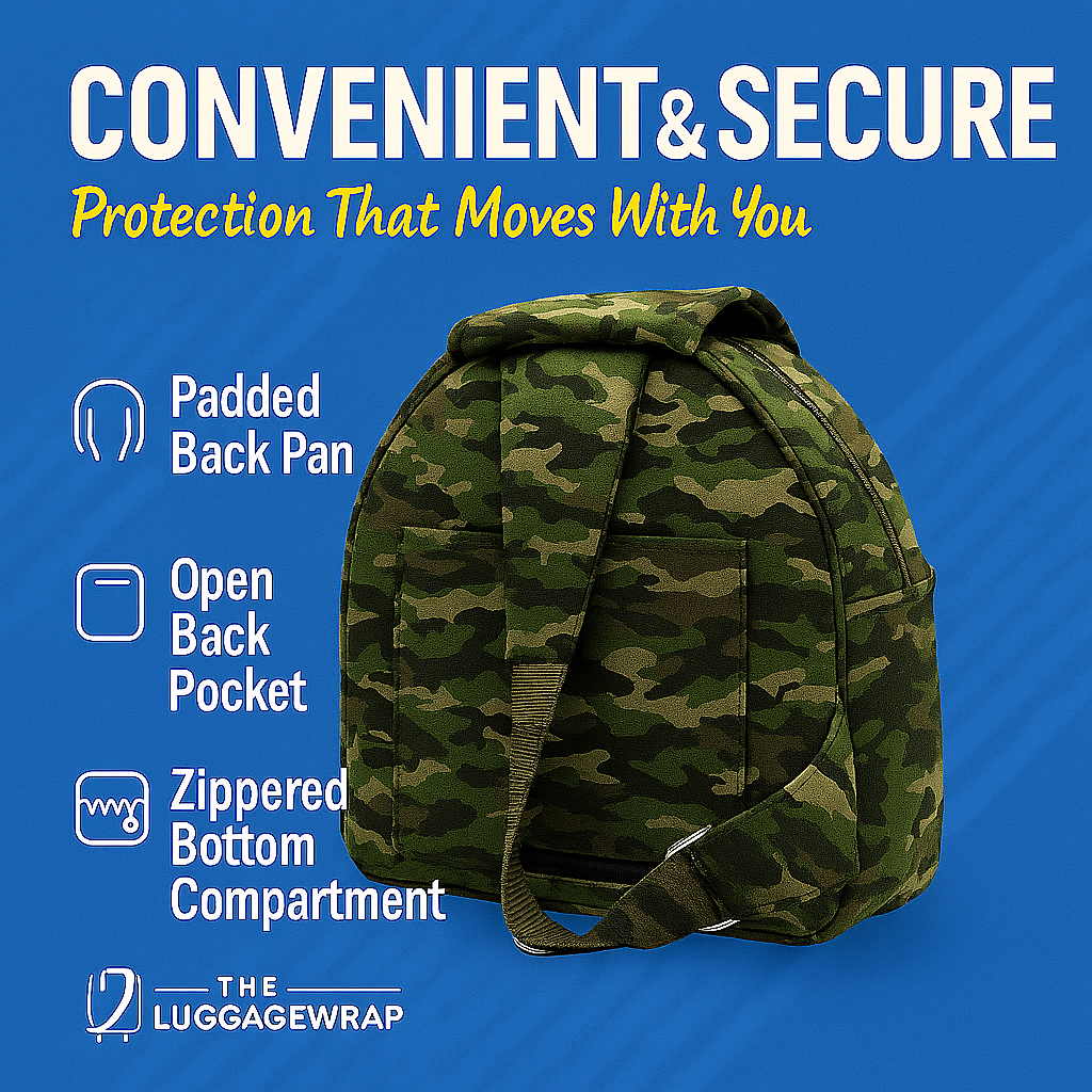 Our Confident Camouflage Luggage Wrap - Accommodates Conventional Rolling Luggage