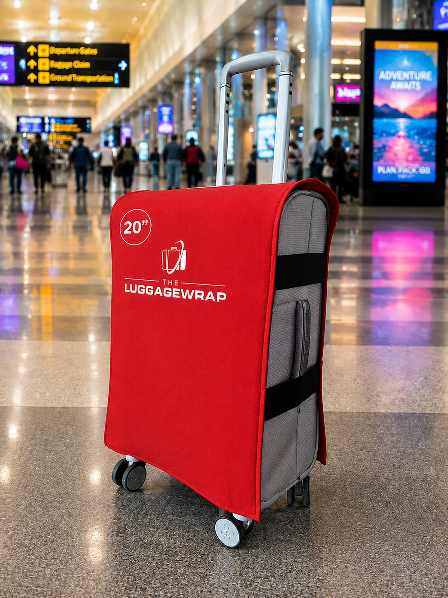 Housse de bagage compacte conçue pour les valises de 20 pouces et pouvant accueillir des bagages de 19 à 21 pouces.