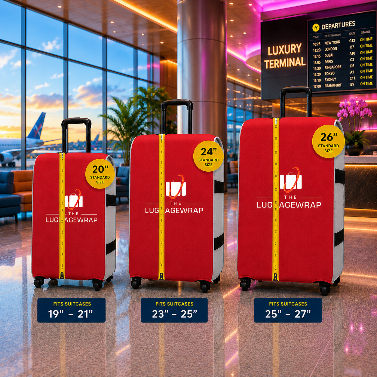 Housse de valise réutilisable bien ajustée pour valise à roulettes