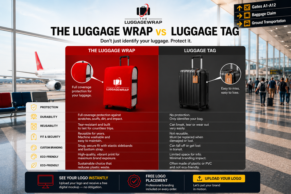 Emballage à bagages vs étiquette de bagage pour un voyage plus intelligent