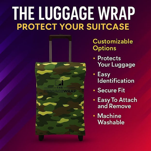 Durable Confident Camouflage Water-Resistant Luggage Cover for Standard Rolling Suitcase, Secure & Sturdy Fastener, Protects Against Dirt & Damage - Perfect Suitcase Cover for Frequent Travelers