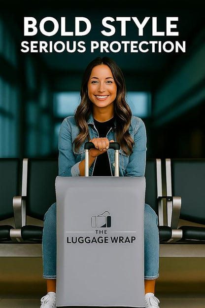 Durable, Graceful Gray Water-Resistant Luggage Cover for Standard Rolling Suitcase, Secure & Sturdy Fastener, Protects Against Dirt & Damage - Perfect Suitcase Covers for Frequent Travelers