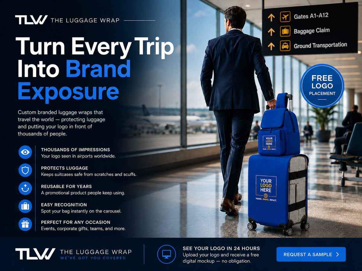 Branded luggage covers for corporate travel