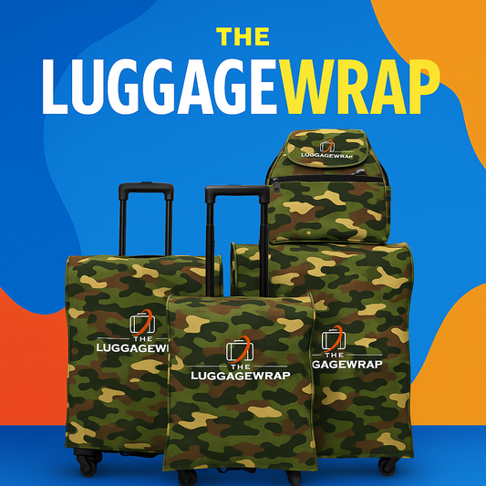 Our Confident Camouflage Luggage Wrap - Accommodates Conventional Rolling Luggage