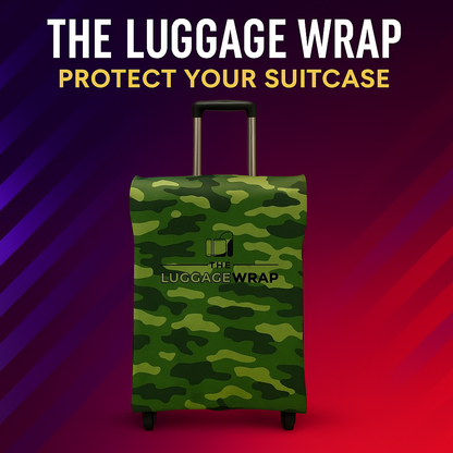 Our Confident Camouflage Luggage Wrap - Accommodates Conventional Rolling Luggage