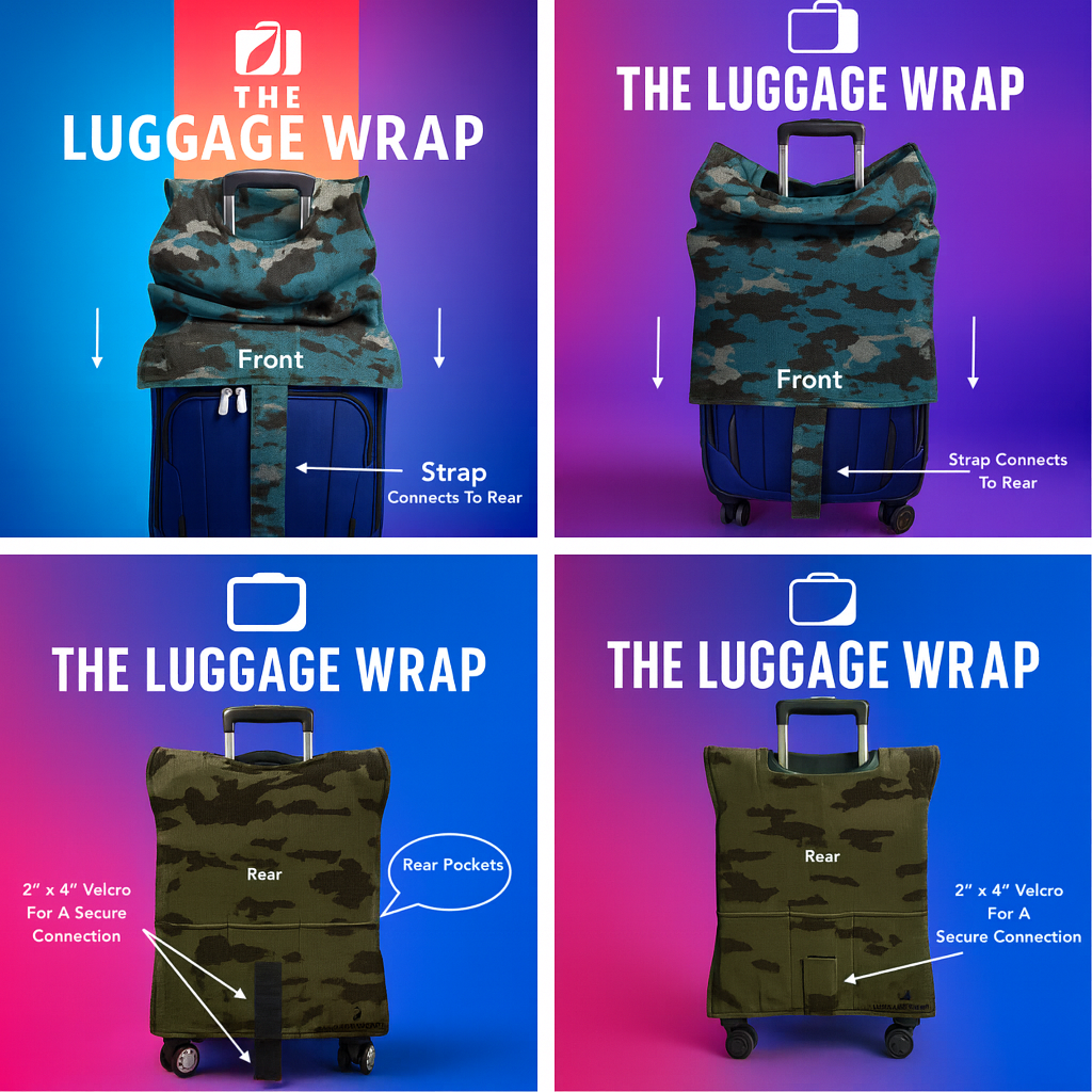 Durable Confident Camouflage Water-Resistant Luggage Cover for Standard Rolling Suitcase, Secure & Sturdy Fastener, Protects Against Dirt & Damage - Perfect Suitcase Cover for Frequent Travelers