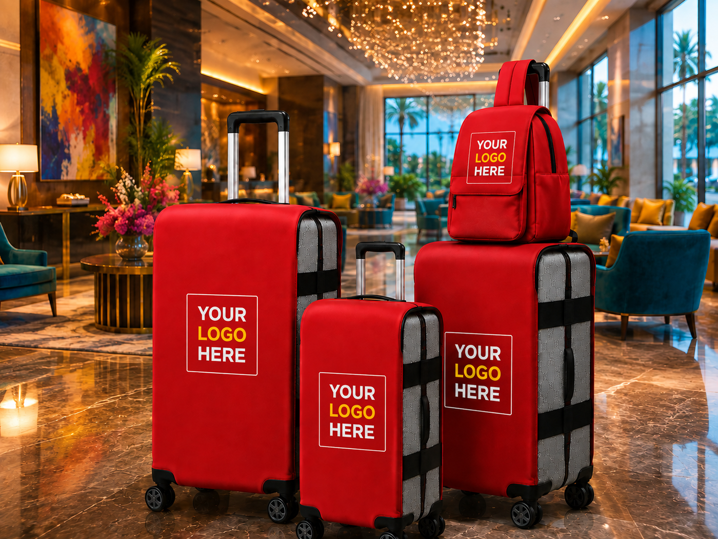 Housses de bagages personnalisées avec logos d'entreprise