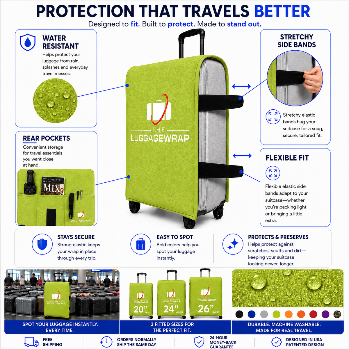 The Luggage Wrap® — Lemon Lime Green