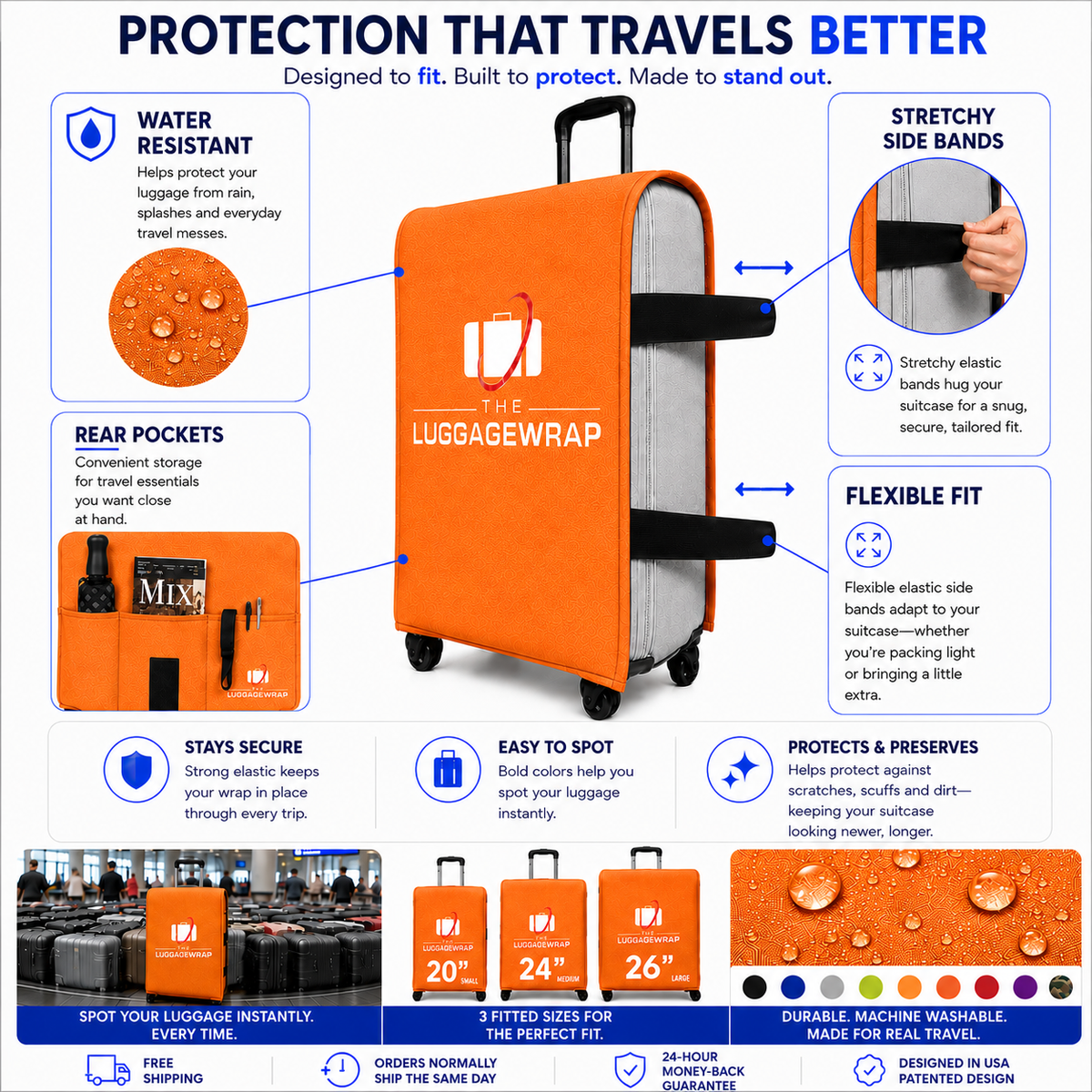The Luggage Wrap® — Opulent Orange