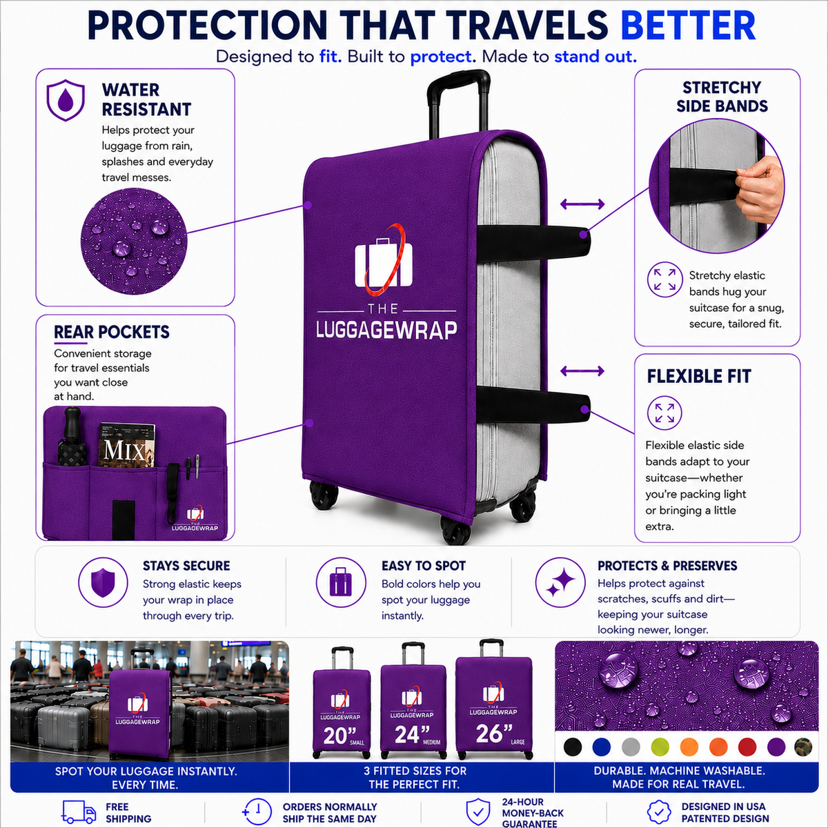 The Luggage Wrap® — Morado con un propósito