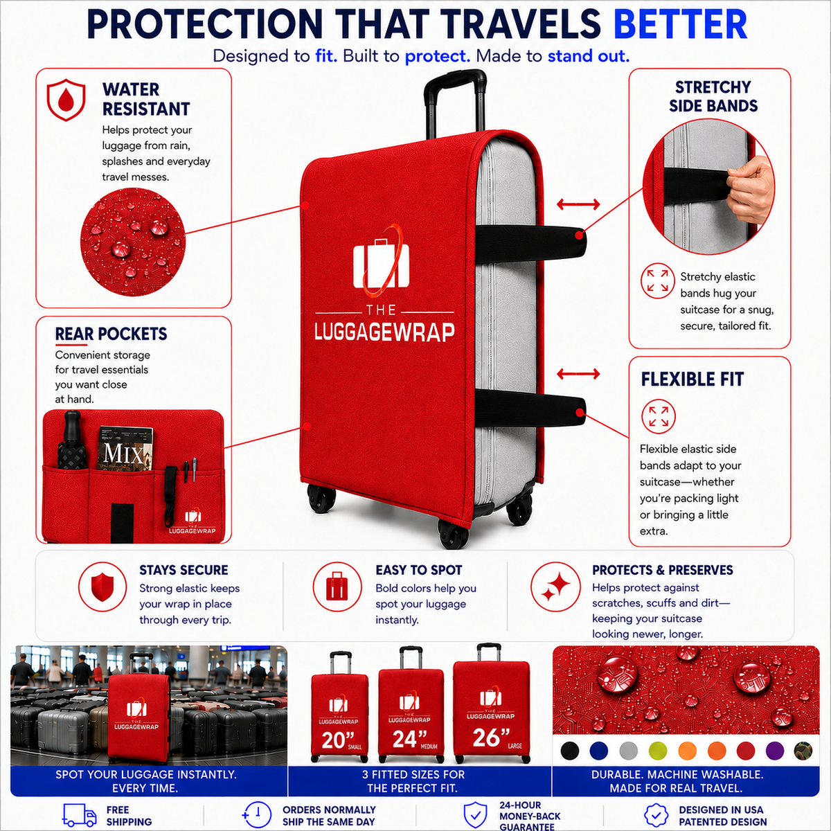 The Luggage Wrap® — Rojo real