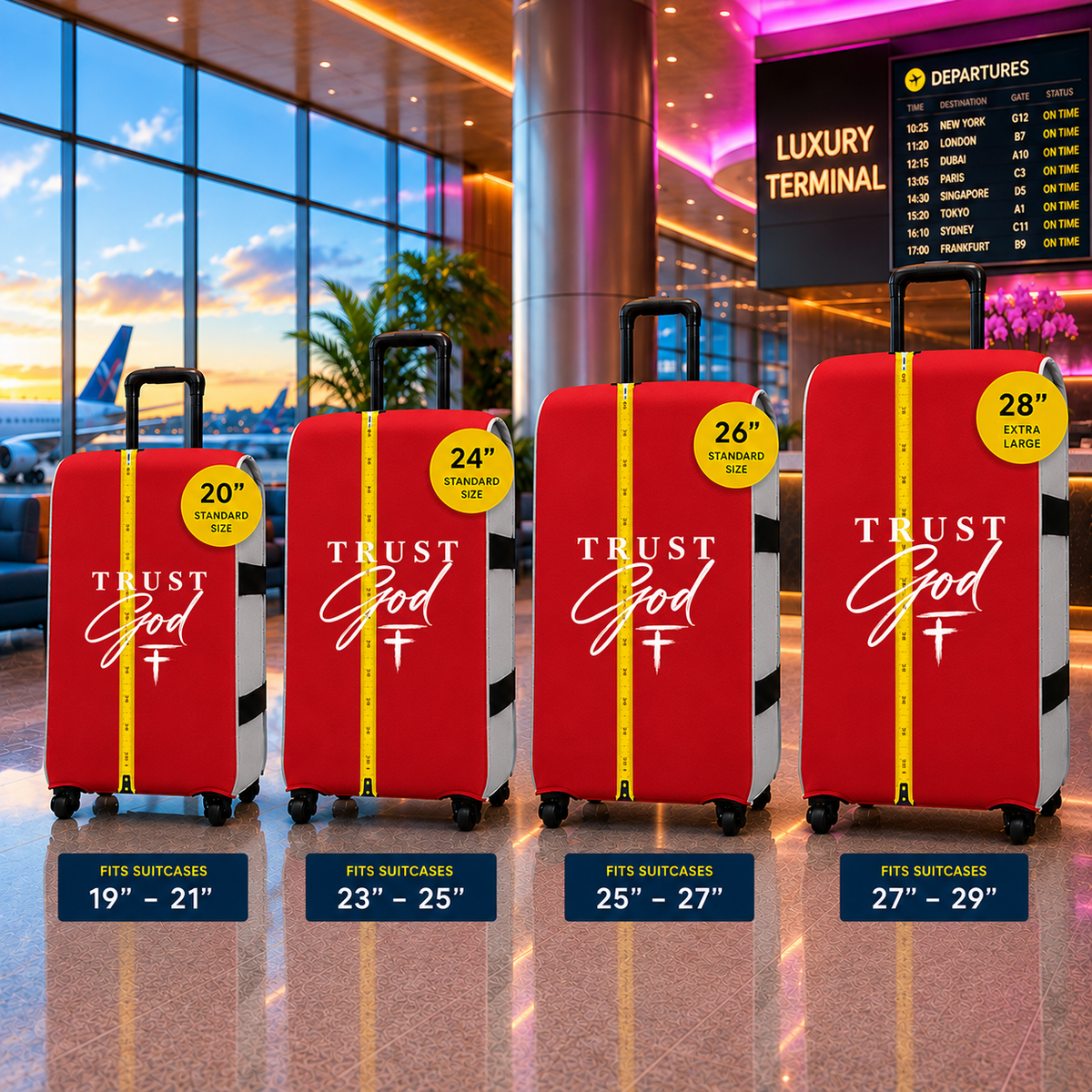 The Luggage Wrap® — Regal Red Trust God A
